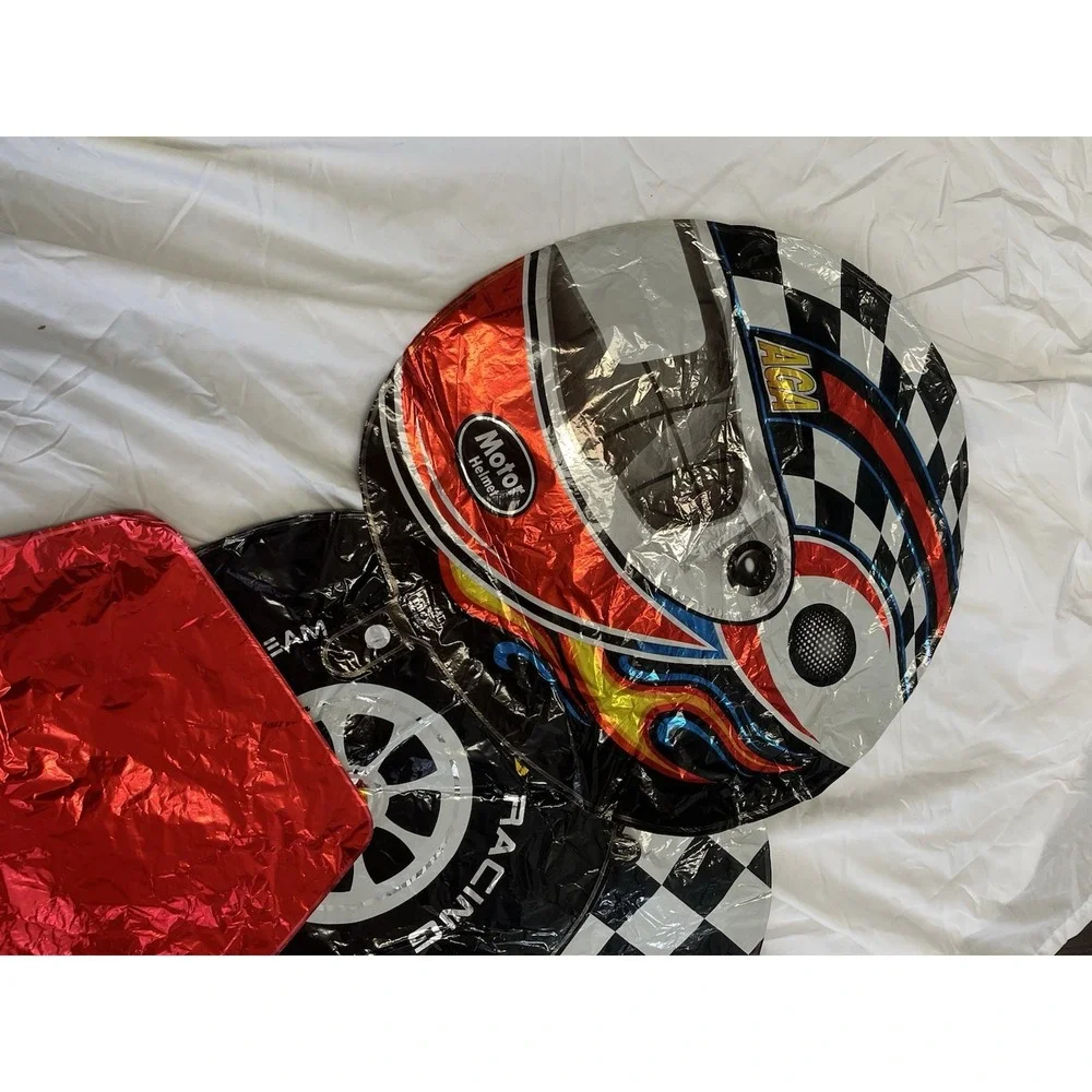 Race Car Tire Balloons Black White‎ Checkered Decor